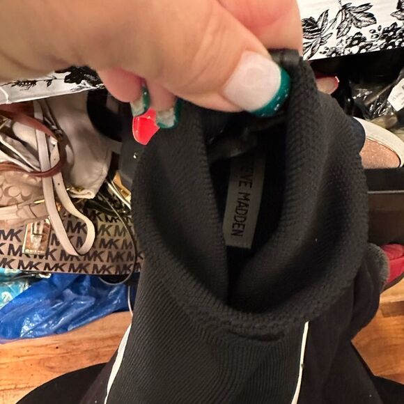 Steve Madden Womens Game Time Black Fitness Lifestyle Sock Sneakers Shoe - Picture 5 of 7